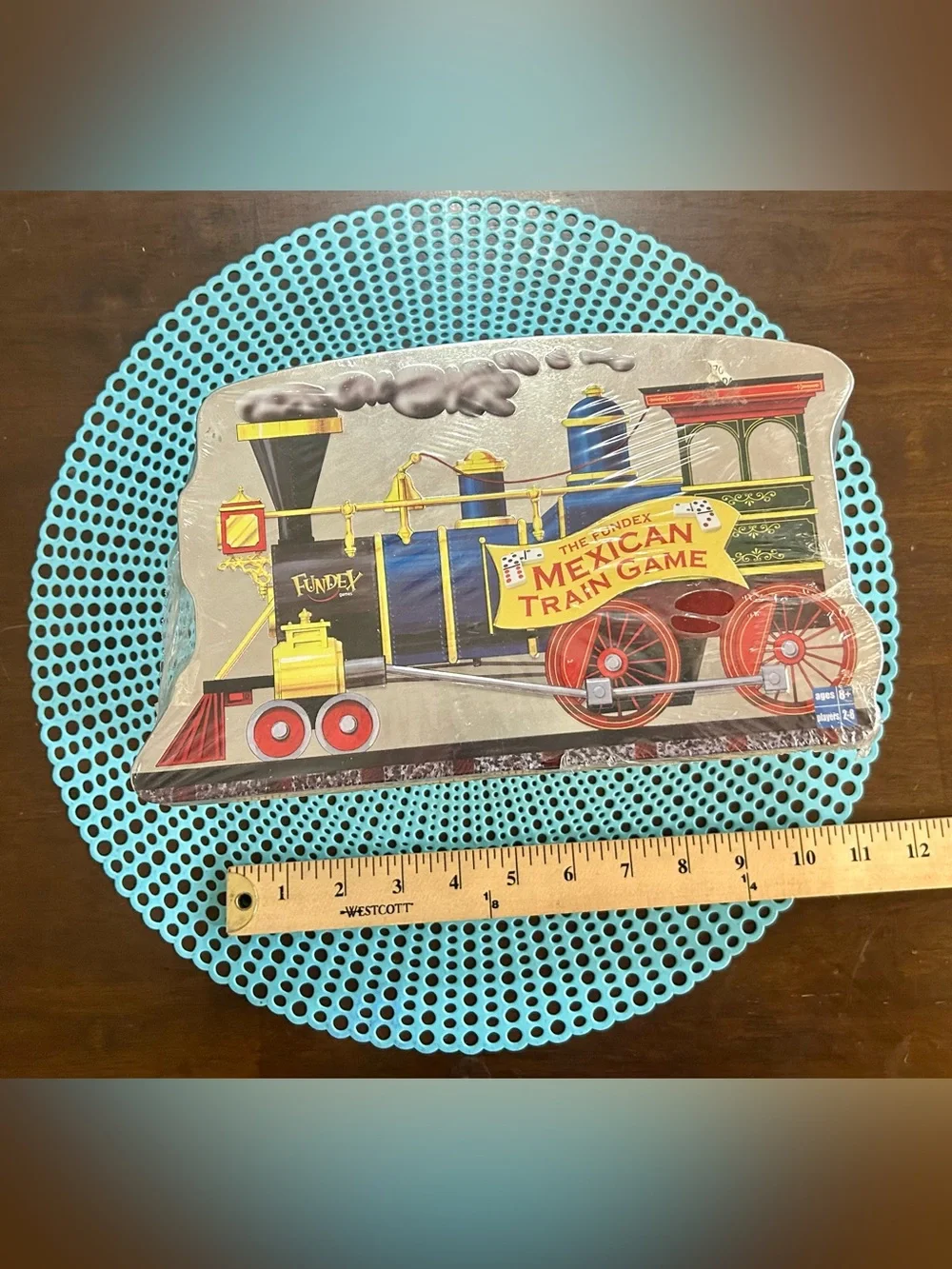 Mexican Train Dominoes Game, SEALED Fundex 2003 Metal Locomotive Tin, NEW